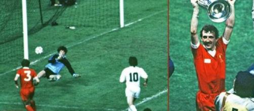 Alan Kennedy realizza il gol decisivo nella finale di Coppa dei Campioni 1980-81 tra Liverpool e Real Madrid.