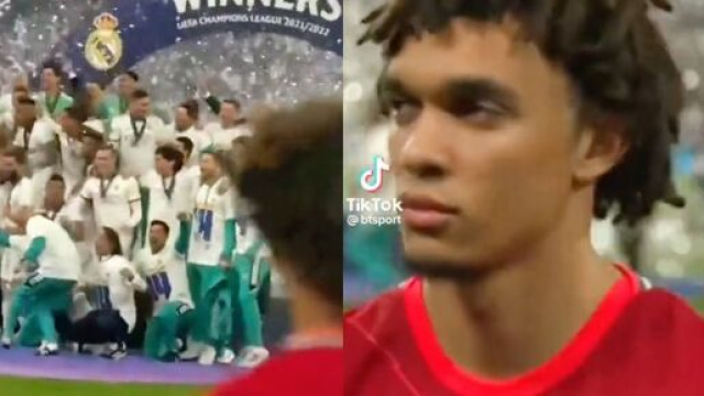 Alexander-Arnold triste de voir le Real Madrid soulever la Ligue des champions. (crédit Twitter)
