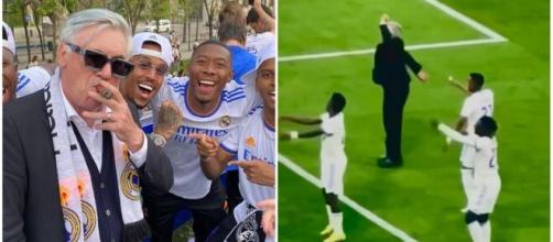 La danse malaisante de Carlo Ancelotti avec les joueurs du Real Madrid (captures YouTube)