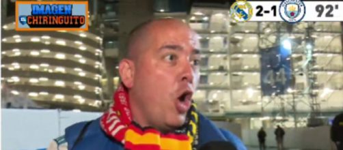 Un supporter du Real qui a quitté le Bernabeu avant la fin du match fait le buzz (capture Twitter El Chiringuito)