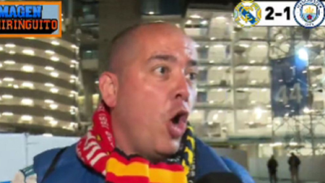 Un supporter du Real qui a quitté le Bernabeu avant la fin du match fait le buzz (capture Twitter El Chiringuito)