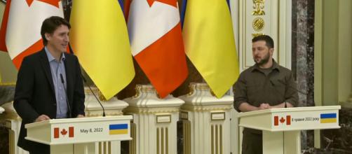 Canadian Prime Minister Justin Trudeau met with Ukrainian President Volodymyr Zelensky (Image source: CityNews/YouTube)