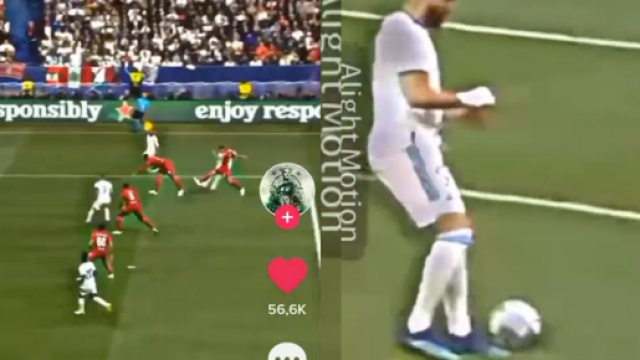 Benzema touche la balle hors jeu sur la passe de Valverde pour Vinicius ? (crédit Tik Tok)