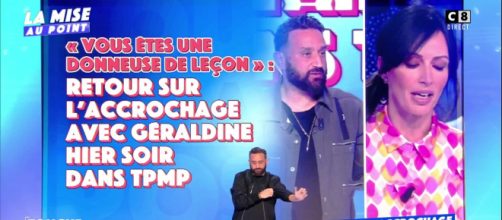 Cyril Hanouna et Géraldine Maillet s’écharpent sur le plateau de TPMP. Source : capture d’écran C8.