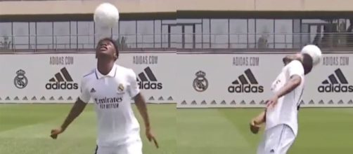 Aurélien Tchouameni sous ses nouvelle couleurs du Real Madrid. (crédit Twitter)