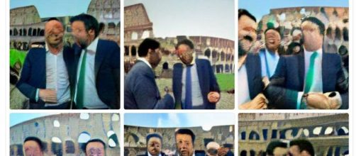 I risultati generati da DALL-E Mini per "Matteo Renzi e Matteo Salvini al Colosseo"