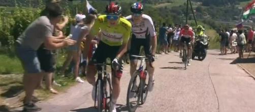 Tadej Pogacar all'attacco nell'ultima tappa del Giro di Slovenia