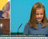 El rótulo de la Princesa decía: "Leonor se va de España, como su abuelo" (Captura de pantalla de RTVE)