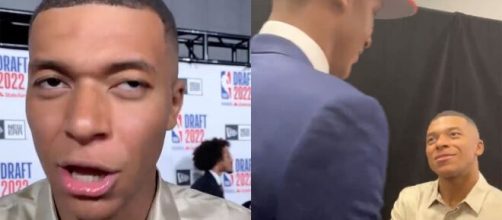 Mbappé lors de la soirée de la Draft NBA à New York. (crédit Twitter)