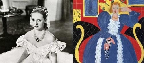 Film-still of Bette Davis from “Jezebel” linked to Matisse’s “Lady in Blue” (Image source: Boca Raton Museum)