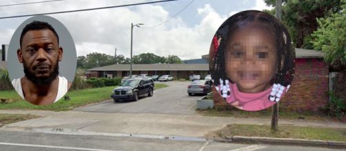 El padre del niño que manipuló el arma (izq.), el motel de la tragedia y la bebé de un año muerta (Google Maps y Florida Police)