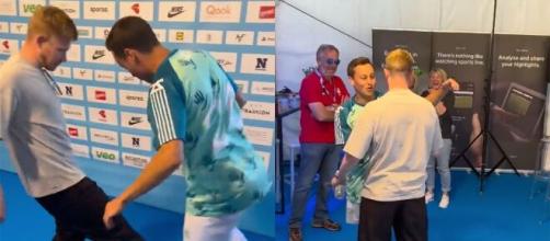 Kevin De Bruyne humilié par le petit pont d'un freestyler. (crédit Instagram martijn_debbaut)