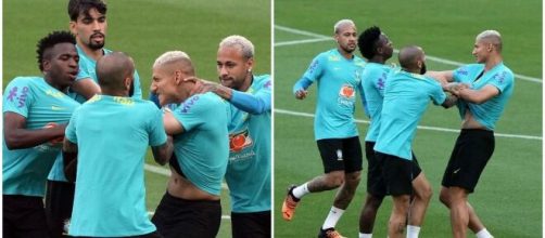 Brésil : Une bagarre éclate entre Vinicius et Richarlison à l'entraînement (captures YouTube)