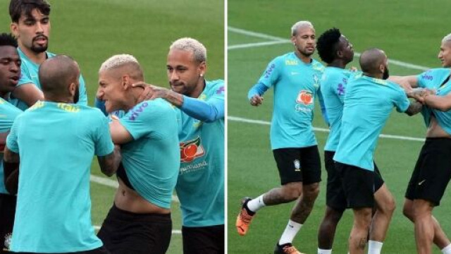 Brésil : Une bagarre éclate entre Vinicius et Richarlison à l'entraînement (captures YouTube)