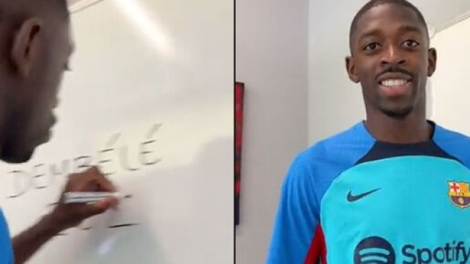 Dembélé a prolongé son contrat au Barça jusqu'en 2024. (crédit Twitter Barça)