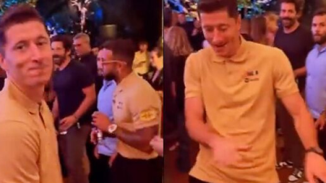 Lewandowski fait parler pour des pas de danse assez insolites. (cr&eacute;dit Twitter)