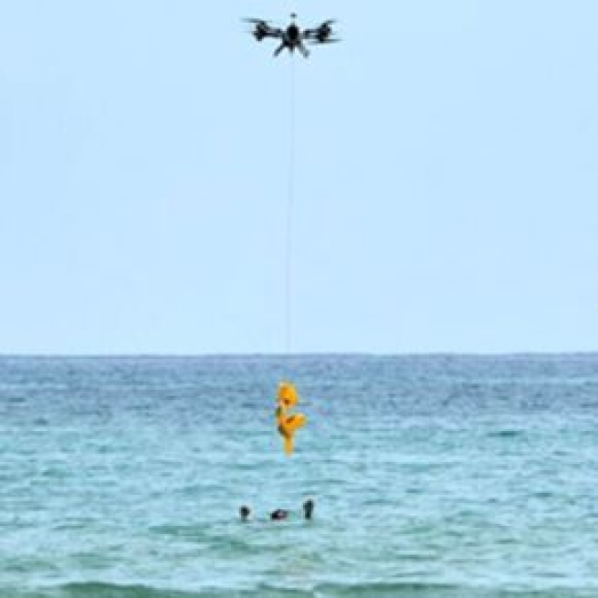 Imagen de un simulacro de rescate asistido por un dron (General Drones)