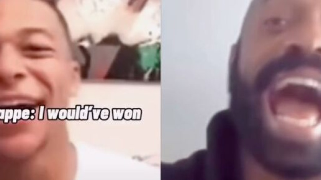 Henry et Mbappé en plein échange essayant de savoir lequel des deux est le plus rapide en tant que footballeur. (crédit YouTube)
