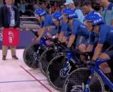 Ciclismo, il quartetto azzurro dell'inseguimento a squadre.