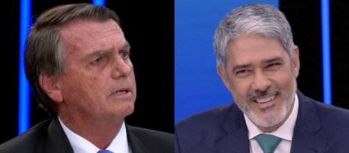 Bolsonaro diz que Bonner mentiu, mas o jornalista mostrou que quem mentiu foi o presidente (Fotomontagem/Reprodução/TV Globo)