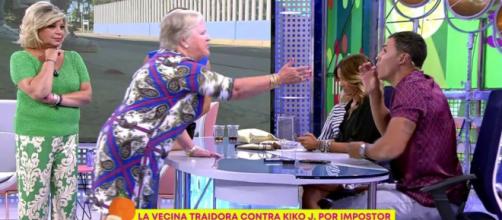 'La vecina traidora' se enfadó después que Kiko Jiménez recordara un episodio del pasado (Captura de pantalla de Telecinco)