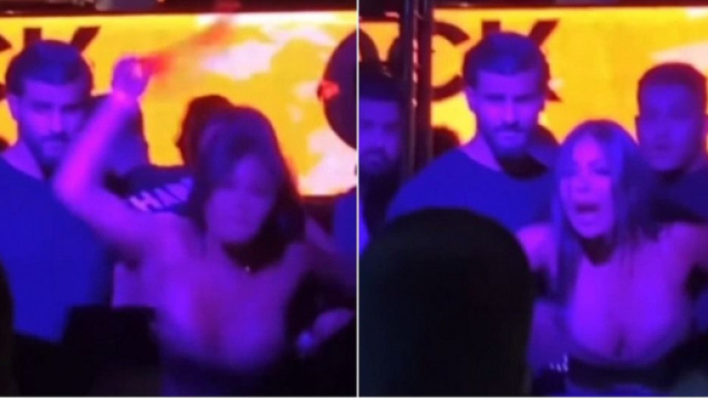 Maeva Ghennam reçoit un projectile en boîte de nuit : elle jette son verre et veut se battre.