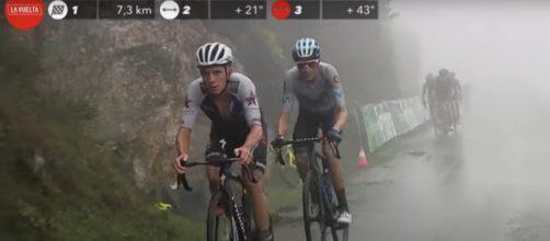 Vuelta Espana, Remco Evenepoel e Enric Mas sulla salita di Pico Jano.