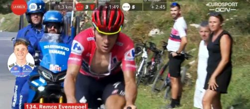 Remco Evenepoel impegnato sulla salita a Les Praeres.