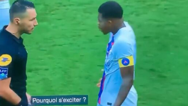 L'arbitre de PSG-Brest et Kimpembe ont eu un vif échange ce samedi. (crédit Prime)