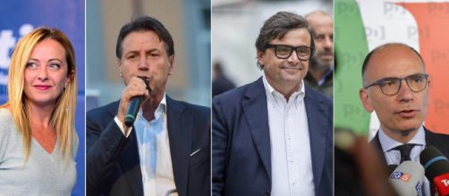 Elezioni 2022, in foto Meloni, Conte, Calenda e Letta.