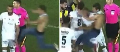Un supporter frappe violemment un joueur de Besiktas, la vidéo buzze (capture YouTube)