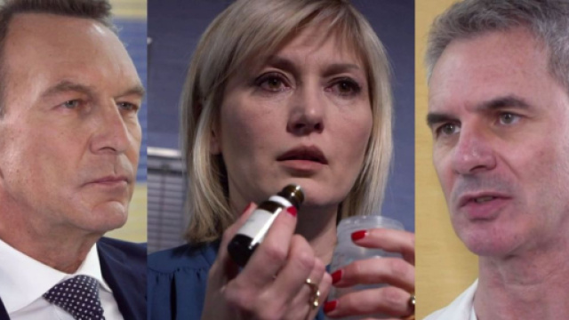 Un posto al sole, Roberto Ferri (Riccardo Polizzy Carbonelli), Lara Martinelli (Chiara Conti) e il dottor Nicola Correale (Valerio Largo)