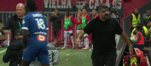 Gattuso en colère contre Meïté ce samedi soir. (screenshot Twitter - @canal+)