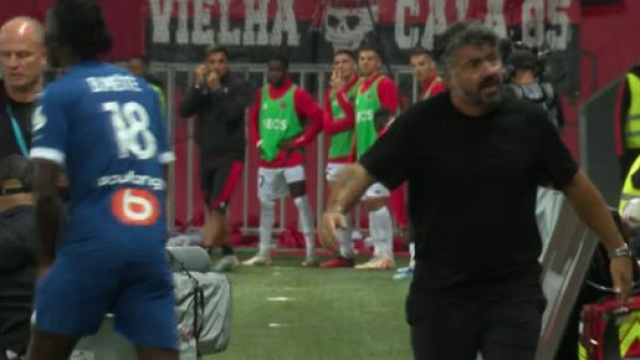 Gattuso en colère contre Meïté ce samedi soir. (screenshot Twitter - @canal+)