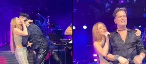 En la escenario Shakira y Carlos Vives se fundieron en un abrazo (Instagram, @shakira)