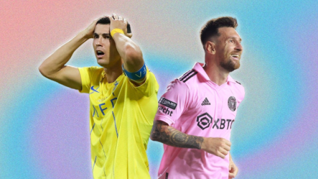 Cristiano Ronaldo et Lionel Messi sous leurs nouvelles couleurs (capture Twitter @GoalFrance)