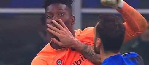 Inter Milan: Après le match Andre Onana, promet de ne plus s’en prendre à ses coéquipiers en plein match (screenshot twitter @lnstantFoot)