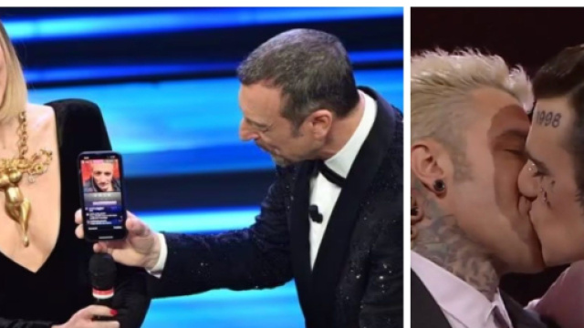 In foto Chiara Ferragni e Amadeus, Fedez e Rosa Chemical.