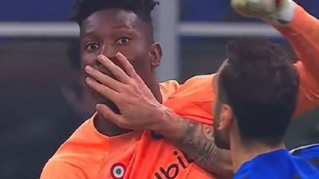 Inter Milan: Après le match Andre Onana, promet de ne plus s’en prendre à ses coéquipiers en plein match (screenshot twitter @lnstantFoot)