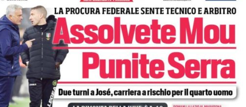 Mourinho et Serra font la Une des journaux italiens. (screenshot @CorSport)