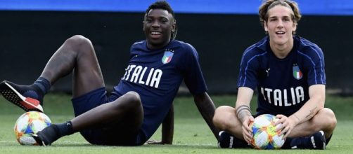 Moise Kean e Zaniolo con la maglia della Nazionale italiana.