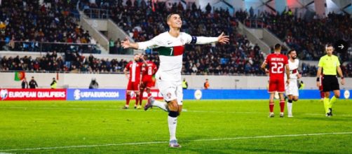 Cristiano Ronaldo a inscrit un nouveau doublé en sélection nationale, contre le Luxembourg (Screenshoot Twitter @Cristiano)