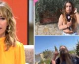 Reporteros de 'Fiesta' siendo agredidos verbalmente por el padre de "El Yoyas" en un directo (Mediaset)