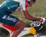 Ciclismo, Miguel Indurain sulla bici Espada prodotta da Pinarello.