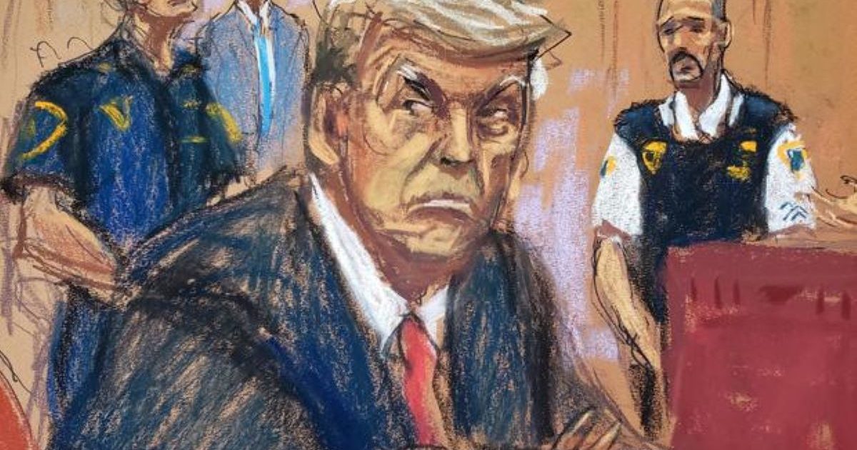 Courtroom sketch artist editorializes Trump #39 s arraignment
