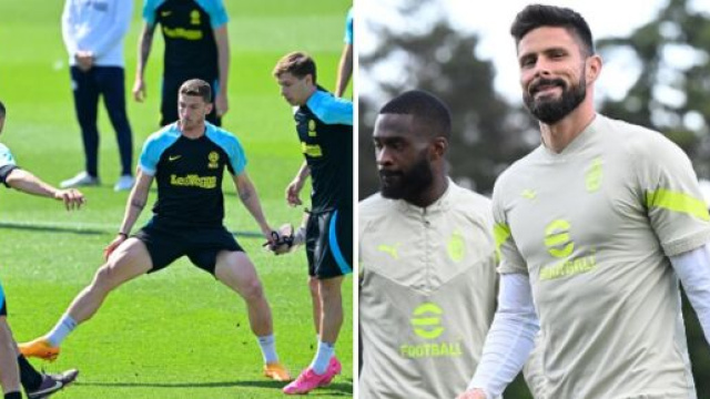 Inter et Milan à l'entraînement avant l'Euroderby (Screenshot de @Inter et @acmilan au 16 mai 2023)