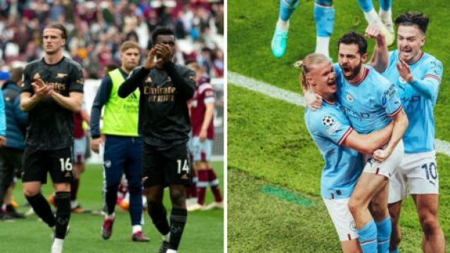 Arsenal défait à Nottingham (Screenshot de @ArsenalFansFR et @ManCity au 21 mai 2023)