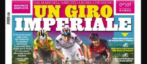 La copertina della Gazzetta dello Sport per la partenza del Giro d'Italia