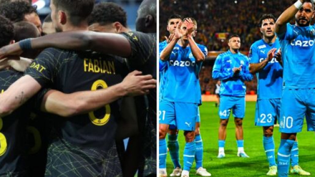 Victoire de Paris à Troyes - Défaite de l'OM à Lens (Screenshot de @PSG_inside et @OM_Officiel)