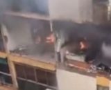 Un bombero resultó herido tras sufrir un fuerte golpe en la cabeza (Twitter/BadajozCiudad)
